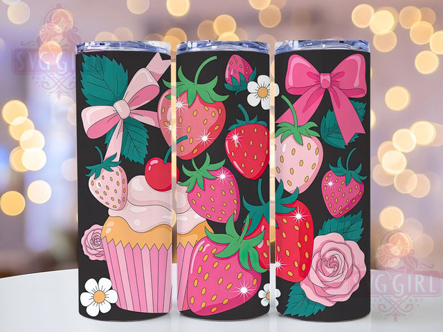 Preppy Strawberry Cute 20oz Tumbler, Strawberry Design, Sublimation Gift, Preppy Style Mug, 20oz Tumbler Design, Fruit Graphic, Cute Aesthetic Theme Sublimation SvggirlplusArt 
