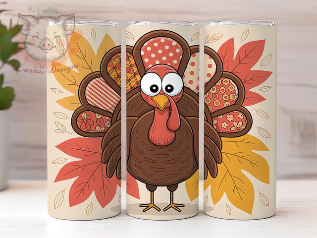 Preppy Thanksgiving Turkey Fall Tumbler, Turkey Wrap Design, Autumn Sublimation PNG, Holiday Tumbler 20oz, Cute Preppy Style, Rustic Farmhouse Thanksgiving, Fall Holiday Aesthetic Sublimation Lara' s Designs 