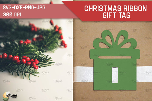 Present SVG. Christmas Ribbon Gift Tag Paper Cut 3D Paper Evgenyia Guschina 