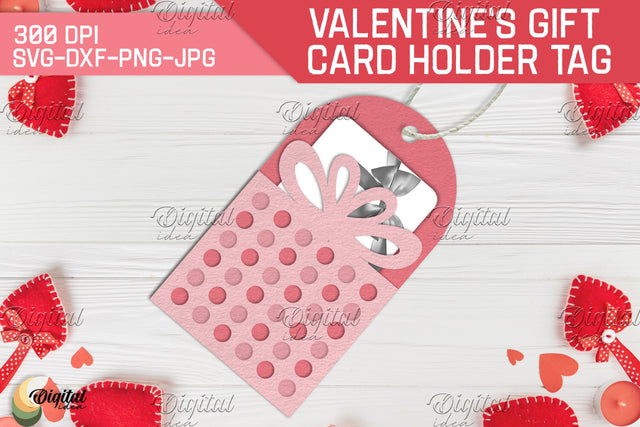 Present SVG. Valentine's Gift Card Holder Tag 3D Paper Evgenyia Guschina 
