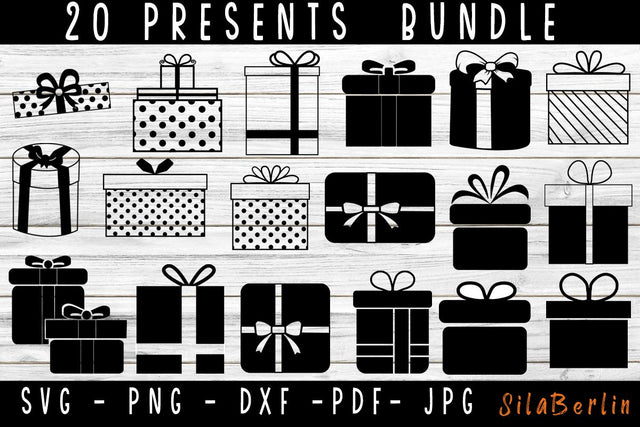 Presents SVG Bundle, Present SVG, Gift svg, Gift Box Svg, Birthday Svg, Present Cut Files For Cricut, Silhouette, Bow svg, Box svg SVG SilaBerlin 
