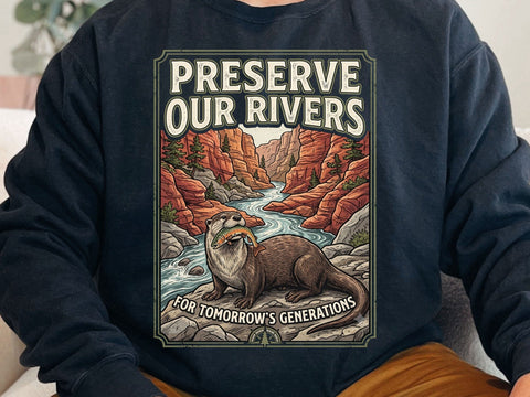 Preserve Our Rivers Otter PNG Cut File SVG artprintfile 