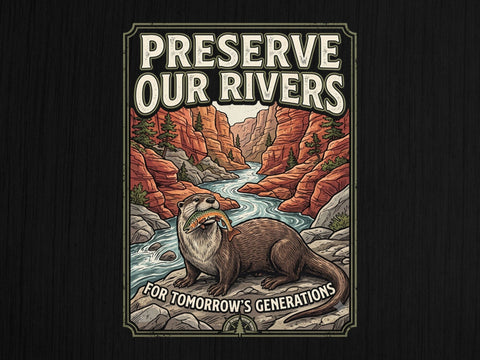 Preserve Our Rivers Otter PNG Cut File SVG artprintfile 