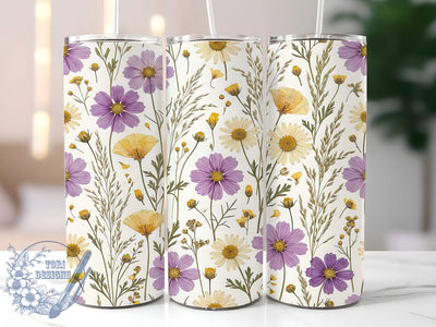 Pressed Wildflower Purple 20oz Tumbler, Pressed Wildflower, Purple Wildflower, Wildflower Tumbler, Purple Tumbler, 20oz Tumbler, Floral Tumbler, Tumbler Wrap Sublimation ToriDesigns 