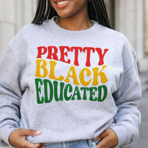 Pretty Black Educated Embroidery Design, Black History Month Stitch File PES DST EXP Jef VP3 Embroidery/Applique DESIGNS HappyDesignStudio 