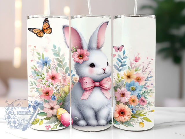 Pretty Easter Bunny 20 oz Skinny Tumbler Sublimation Design, Happy Easter Tumbler Png, Straight & Tapered Tumbler Wrap, Instant Digital Download Sublimation ToriDesigns 