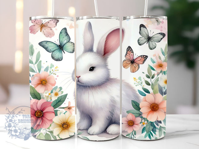 Pretty Easter Bunny 20 oz Skinny Tumbler Sublimation Design, Happy Easter Tumbler Png, Straight & Tapered Tumbler Wrap, Instant Digital Download Sublimation ToriDesigns 