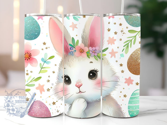 Pretty Easter Bunny 20 oz Skinny Tumbler Sublimation Design, Happy Easter Tumbler Png, Straight & Tapered Tumbler Wrap, Instant Digital Download Sublimation ToriDesigns 