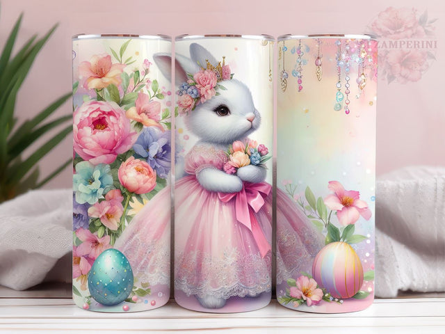 Pretty Easter Bunny 20oz Skinny Tumbler, Floral Easter Tumbler Wrap PNG, Straight & Tapered Tumbler Wrap, Instant Digital Download Sublimation Li Zamperini 