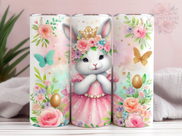 Pretty Easter Bunny 20oz Skinny Tumbler, Floral Easter Tumbler Wrap PNG, Straight & Tapered Tumbler Wrap, Instant Digital Download Sublimation Li Zamperini 