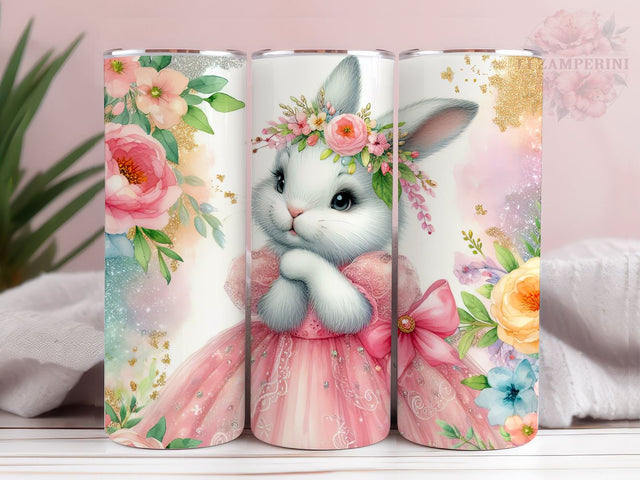 Pretty Easter Bunny 20oz Skinny Tumbler, Floral Easter Tumbler Wrap PNG, Straight & Tapered Tumbler Wrap, Instant Digital Download Sublimation Li Zamperini 