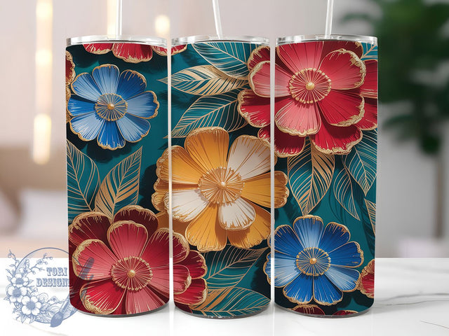 Pretty Elegant Floral Tumbler, Flower Tumbler Design, 20Oz Sublimation, Elegant Floral Printable, Soft Flower Pattern, Feminine Floral Wrap, Botanical Tumbler Design Sublimation ToriDesigns 