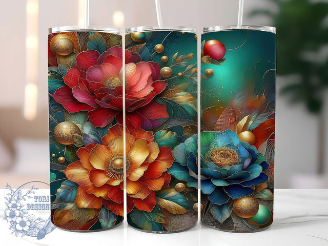 Pretty Elegant Floral Tumbler, Flower Tumbler Design, 20Oz Sublimation, Elegant Floral Printable, Soft Flower Pattern, Feminine Floral Wrap, Botanical Tumbler Design Sublimation ToriDesigns 
