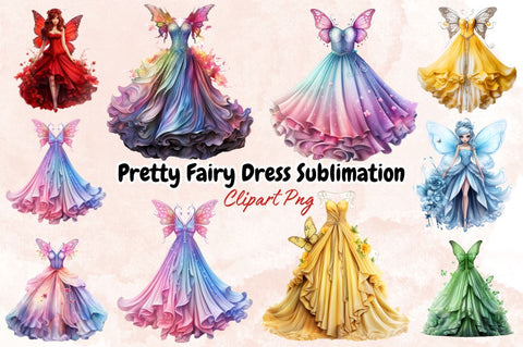 Pretty Fairy Dress Sublimation Clipart Bundle Sublimation Designangry 