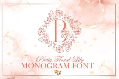 Pretty Floral Lily Monogram Font Dm Letter Studio 