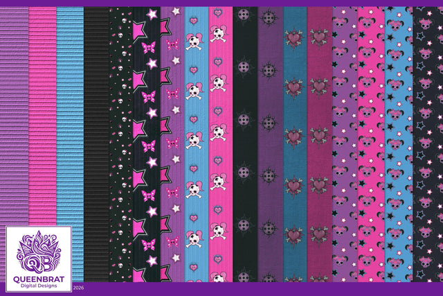 Pretty N Punk Papers Digital Pattern QueenBrat Digital Designs 
