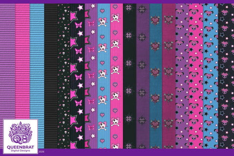 Pretty N Punk Papers Digital Pattern QueenBrat Digital Designs 