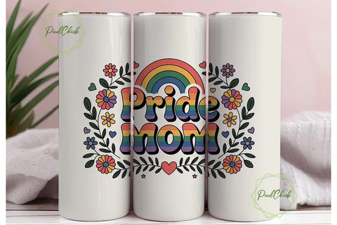 Pride Mom 20oz Tumbler Wrap Sublimation PixelChick 