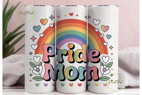 Pride Mom 20oz Tumbler Wrap Sublimation PixelChick 