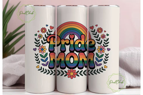 Pride Mom 20oz Tumbler Wrap Sublimation PixelChick 