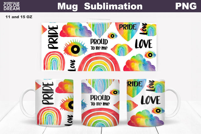 Pride Mug Sublimation | LGBT Mug Wrap Sublimation WatercolorColorDream 