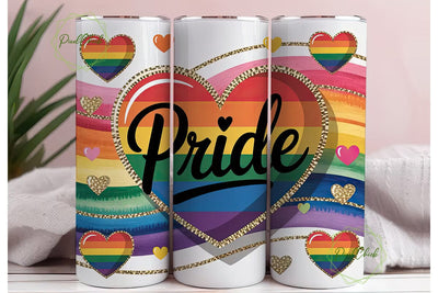 Pride Rainbow Heart 20oz Tumbler Wrap Sublimation PixelChick 