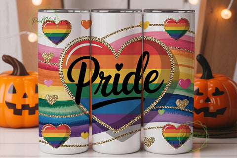 Pride Rainbow Heart 20oz Tumbler Wrap Sublimation PixelChick 
