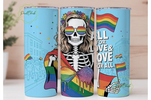 Pride Skeleton 20oz Tumbler Wrap Sublimation PixelChick 