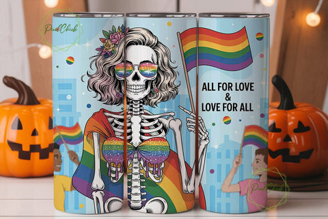 Pride Skeleton 20oz Tumbler Wrap Sublimation PixelChick 
