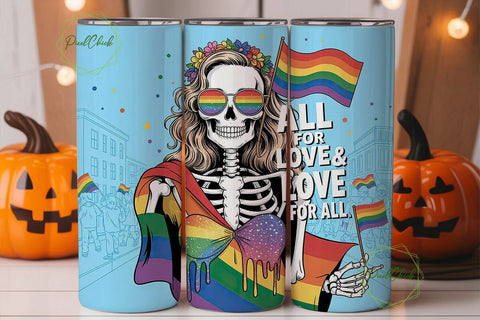 Pride Skeleton 20oz Tumbler Wrap Sublimation PixelChick 