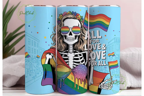 Pride Skeleton 20oz Tumbler Wrap Sublimation PixelChick 