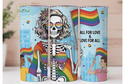 Pride Skeleton 20oz Tumbler Wrap Sublimation PixelChick 