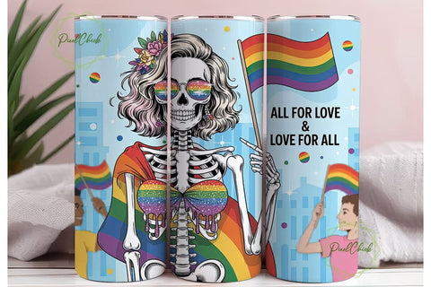 Pride Skeleton 20oz Tumbler Wrap Sublimation PixelChick 