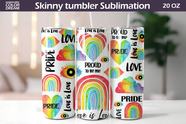 Pride Tumbler Wrap | LGBT Tumbler Sublimation | Rainbow Tumbler Sublimation WatercolorColorDream 