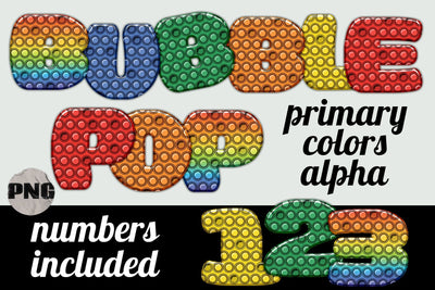 Primary Colors Bubble Pop Alphabet Clipart PNG Sublimation AlexandHer Digital Art 