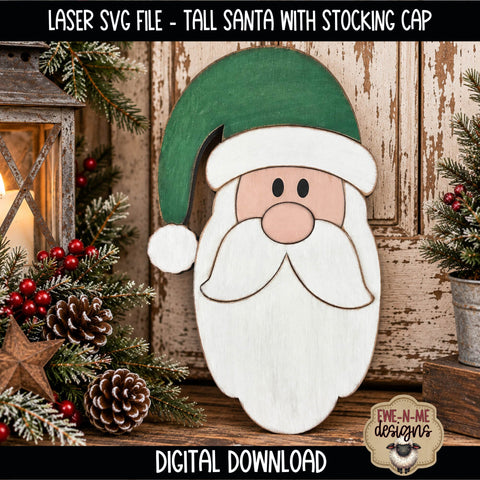 Primitive Santa Face Bundle | 4 Laser Ready SVG Files SVG Ewe-N-Me Designs 