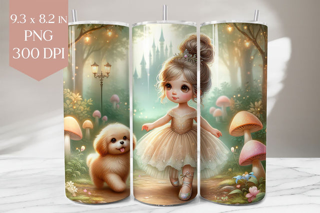 Princess and Puppy Tumbler Wrap PNG Sublimation BijouBay 