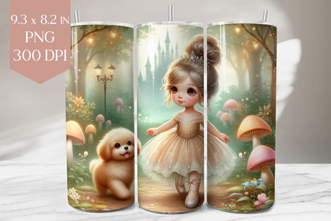 Princess and Puppy Tumbler Wrap PNG Sublimation BijouBay 