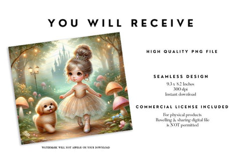 Princess and Puppy Tumbler Wrap PNG Sublimation BijouBay 