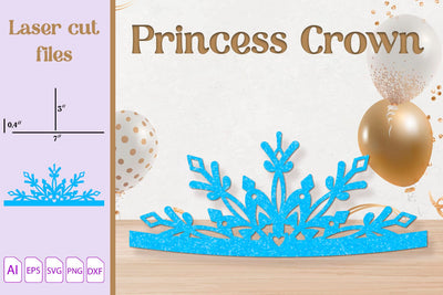 Princess Birthday crown, Snowflake Tiara laser cut template SVG AnastasiyaArtDesign 