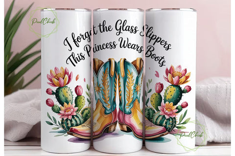 Princess Boots Tumbler Wrap Sublimation PixelChick 
