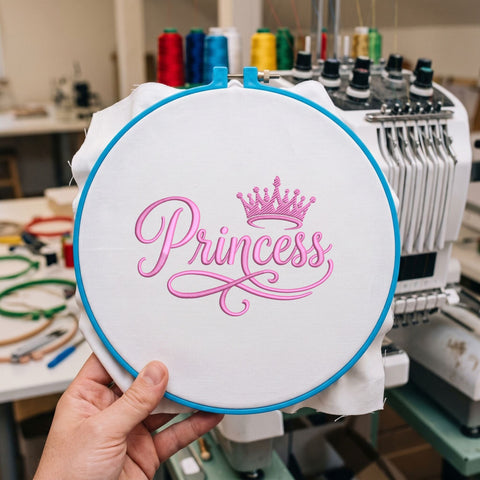 Princess Crown Embroidery Design – Pink Princess Script Tiara Royal Girl Machine Embroidery File Embroidery/Applique DESIGNS PatternFeed8 