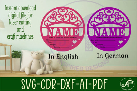 Princess crown Newborn Baby stats, Birth plaque, name sign SVG APInspireddesigns 