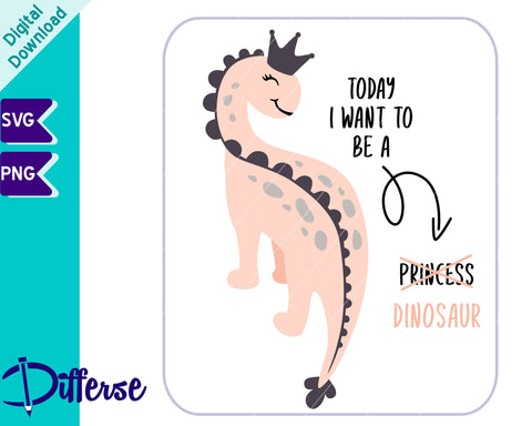 Princess Dinosaur SVG | Girl Dinosaur SVG SVG Differse 