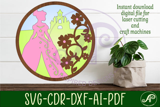 Princess layered wall sign svg laser cut file SVG APInspireddesigns 