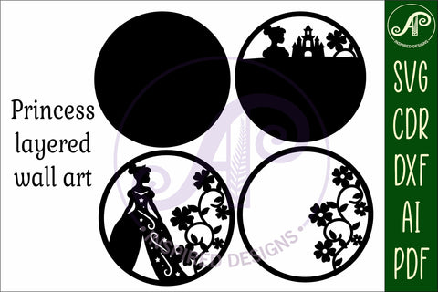 Princess layered wall sign svg laser cut file SVG APInspireddesigns 