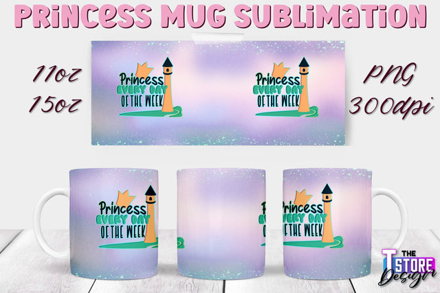 Princess Mug Sublimation | 11 Oz 15 Oz Mug Sublimation | PNG File Sublimation The T Store Design 