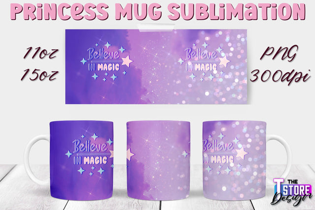 Princess Mug Sublimation | 11 Oz 15 Oz Mug Sublimation | PNG File Sublimation The T Store Design 