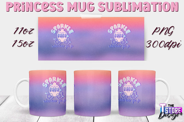Princess Mug Sublimation | 11 Oz 15 Oz Mug Sublimation | PNG File Sublimation The T Store Design 