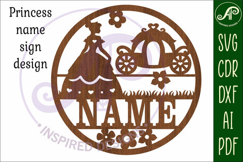Princess name wall art sign, SVG file SVG APInspireddesigns 